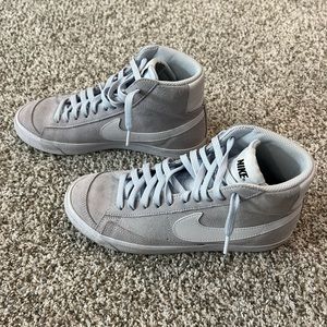 grey and blue nike blazers